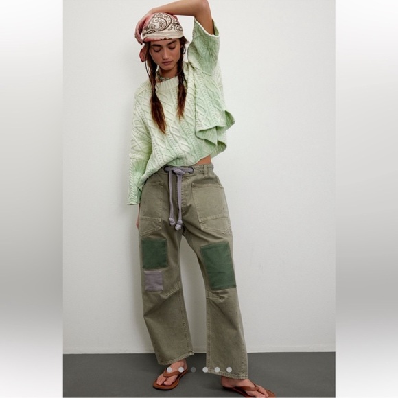 Free People Denim - Free People WE THE FREE: Moxie Low Slung Pull on Patchwork Barrel Jeans(NWOT)